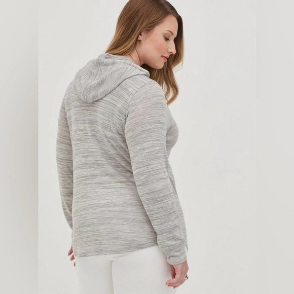 Torrid Light Grey Super Soft Plush Lace Inset Hoodie Plus Size 2X - Picture 6 of 6